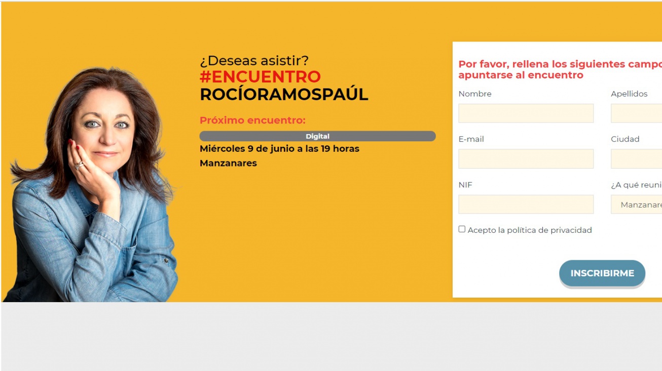 Imagen de la web de inscripciones en el encuentro digital